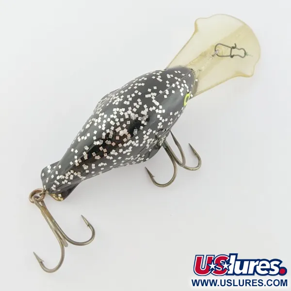 Vintage   Luhr Jensen Hot Lips Express, 2/5oz Black glitter fishing lure #24157