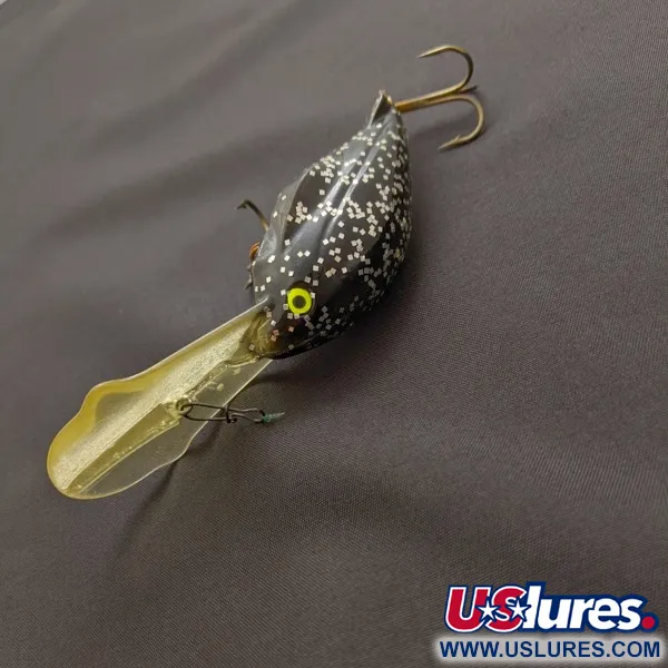 Vintage   Luhr Jensen Hot Lips Express, 2/5oz Black glitter fishing lure #24157