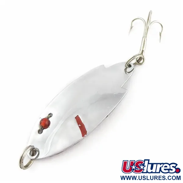 Vintage    Herter's Swiss Spoon (Japan), 1/4oz nickel/red eyes fishing spoon #24161