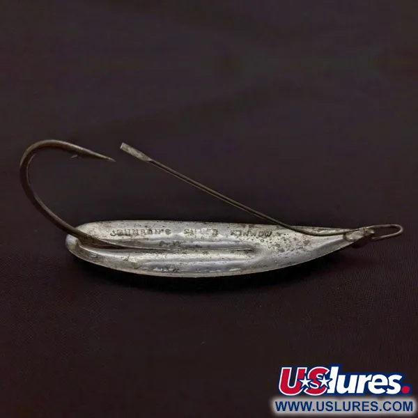 Vintage   Johnson Silver Minnow Weedless, 3/4oz silver fishing spoon #24170