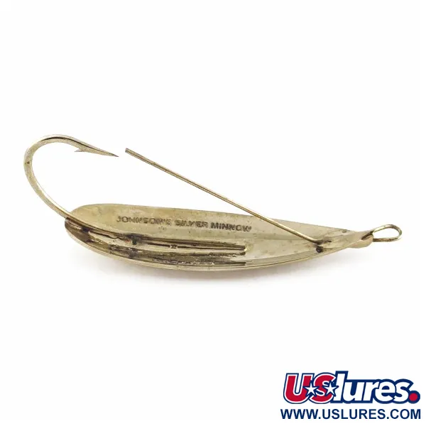 Vintage   Johnson Silver Minnow Weedless, 3/4oz gold fishing spoon #24171