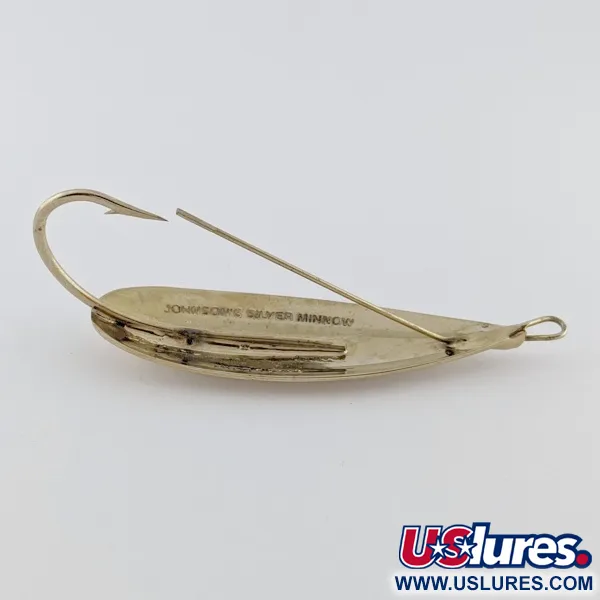 Vintage   Johnson Silver Minnow Weedless, 3/4oz gold fishing spoon #24171
