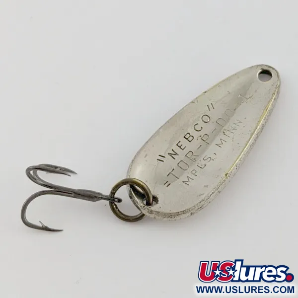 Vintage   Nebco Tor-P-Do 1, 1/3oz nickel/brass fishing spoon #24173
