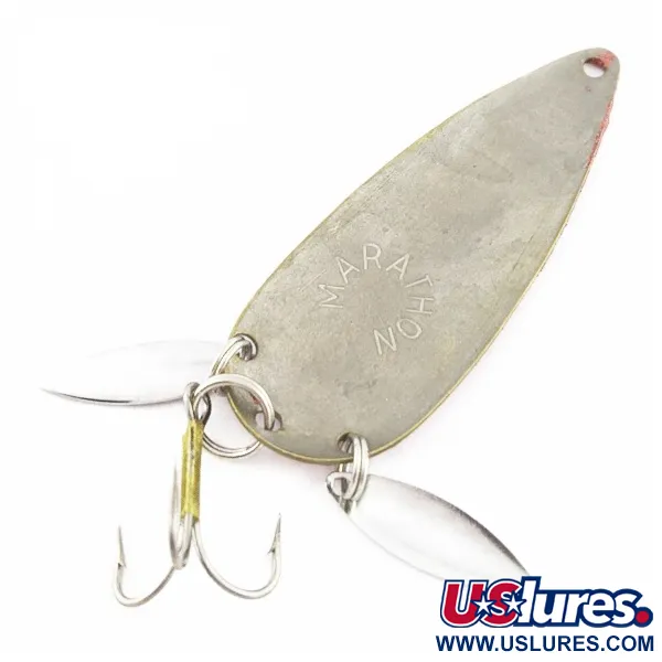 Vintage  Marathon Bait Company Marathon, 3/5oz white/red fishing spoon #24180