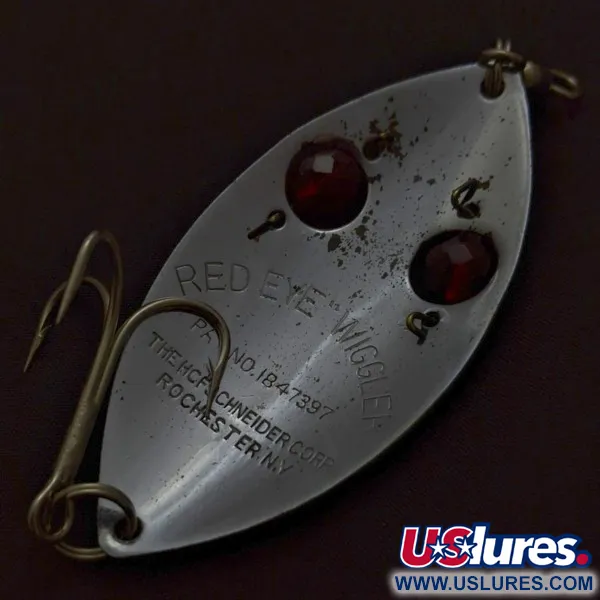 Vintage   Hofschneider Red Eye Wiggler, 1oz nickel/red fishing spoon #24196