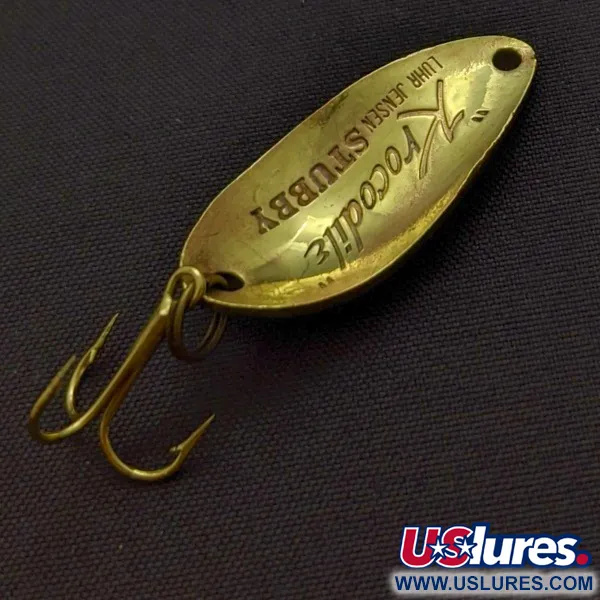 Vintage  Luhr Jensen Lil' Kroc (Krocodile Stubby), 3/16oz brass fishing spoon #24208