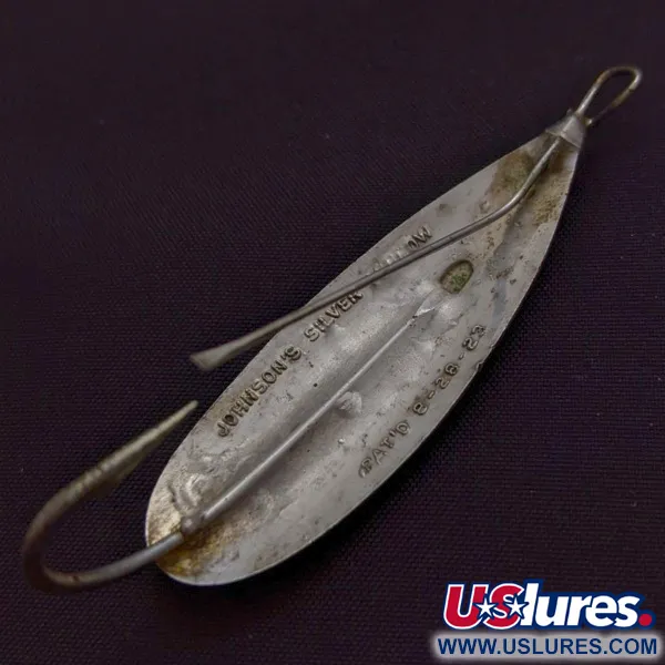 Vintage   Johnson Silver Minnow Weedless, 1/3oz nickel fishing spoon #24217