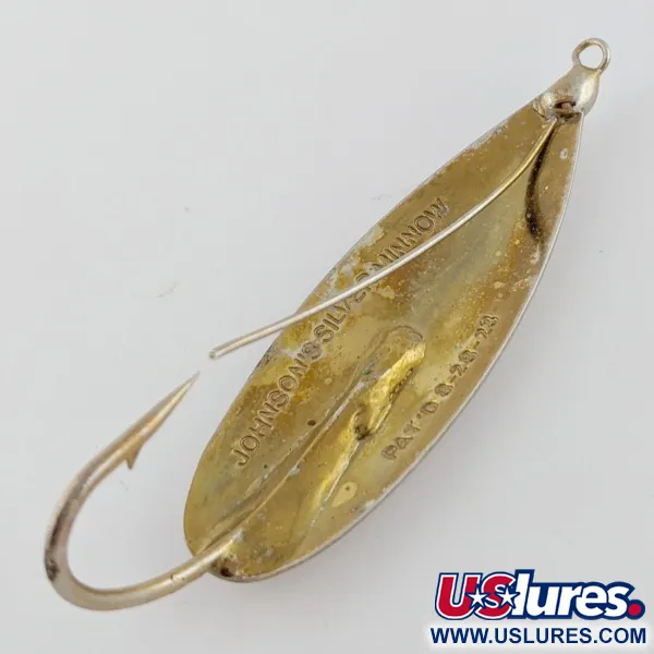 Vintage   Johnson Silver Minnow Weedless, 2/5oz silver/brass fishing spoon #24219