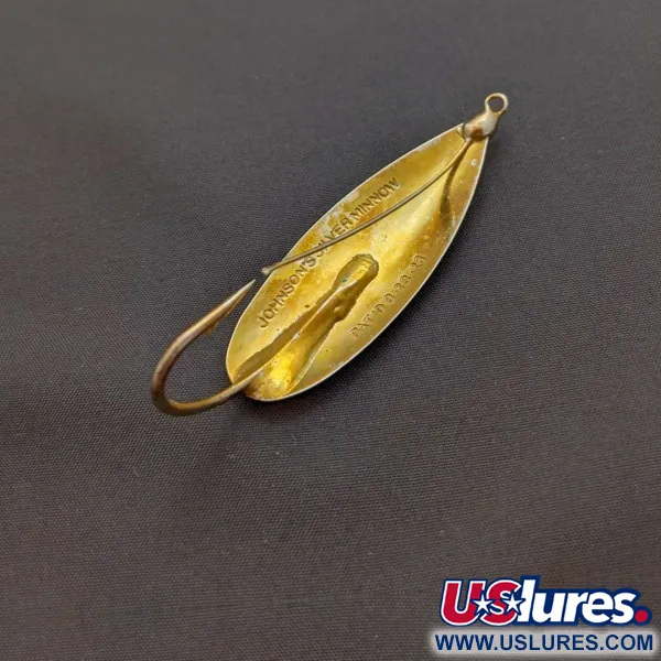 Vintage   Johnson Silver Minnow Weedless, 2/5oz silver/brass fishing spoon #24219