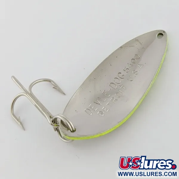 Vintage  Eppinger Dardevle Devle Dog  5400 Detroit (1980 s), 1/2oz Nickel/Orange UV fishing spoon #24220