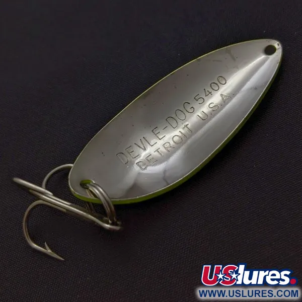 Vintage  Eppinger Dardevle Devle Dog  5400 Detroit (1980 s), 1/2oz Nickel/Orange UV fishing spoon #24220