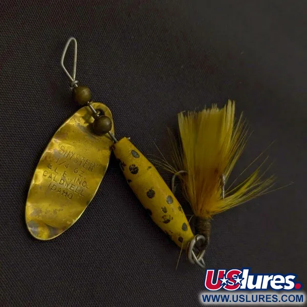 Vintage   Glen Evans Shyster, 1/4oz yellow/gold spinning lure #24227