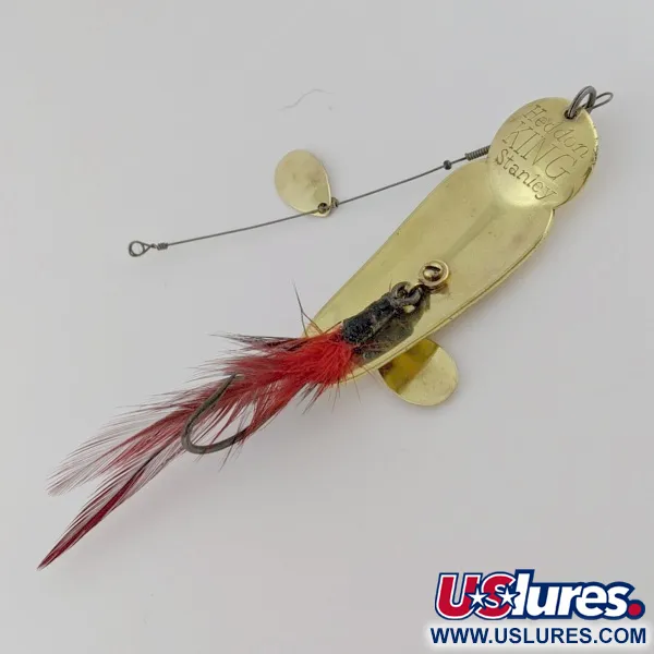 Vintage   Heddon King Stanley, 3/4oz Gold/red fishing spoon #24228