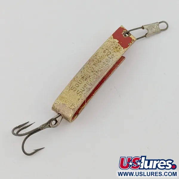 Vintage   South Bend  Super-Duper 503, 3/16oz Gold/red fishing spoon #24239