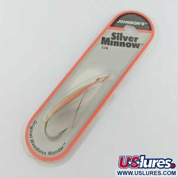   Johnson Silver Minnow Weedless, 3/4oz Green/Orange/Nickel fishing spoon #24267