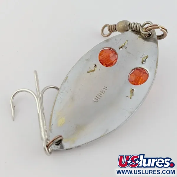 Vintage   Gibbs Ruby Eye Wiggler, 1oz silver/red fishing spoon #24277