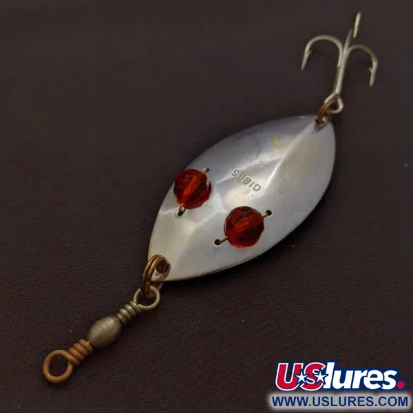 Vintage   Gibbs Ruby Eye Wiggler, 1oz silver/red fishing spoon #24277