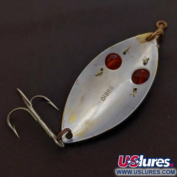 Vintage   Gibbs Ruby Eye Wiggler, 1oz silver/red fishing spoon #24277