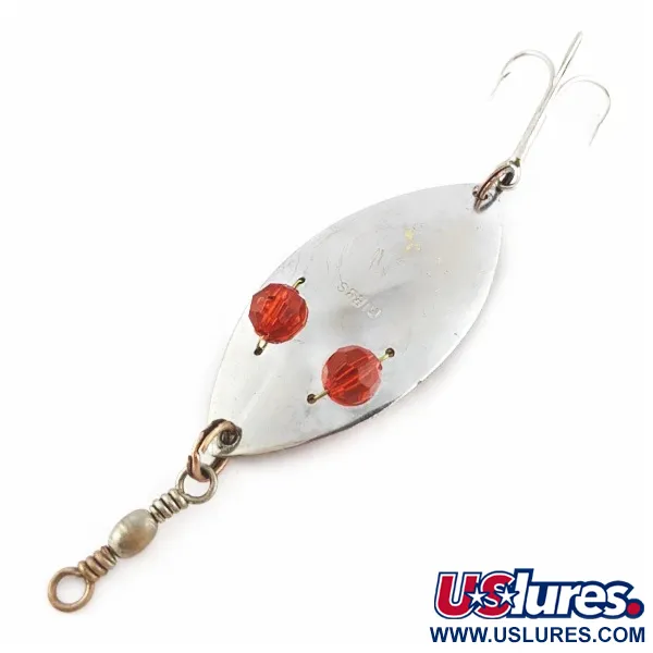 Vintage   Gibbs Ruby Eye Wiggler, 1oz silver/red fishing spoon #24277