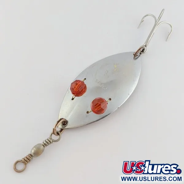 Vintage   Gibbs Ruby Eye Wiggler, 1oz silver/red fishing spoon #24277