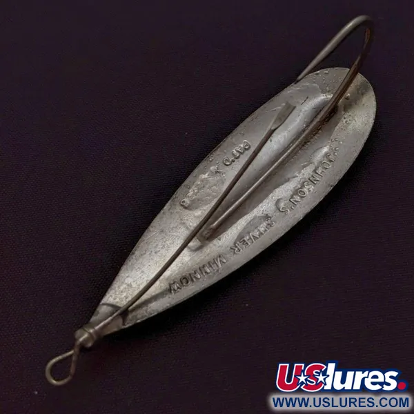 Vintage   Johnson Silver Minnow Weedless, 2/5oz nickel fishing spoon #24285