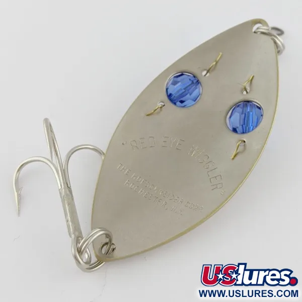Vintage   Hofschneider Red Eye Wiggler, 1oz silver/brass/blue eyes fishing spoon #24287