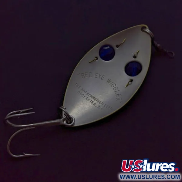 Vintage   Hofschneider Red Eye Wiggler, 1oz silver/brass/blue eyes fishing spoon #24287