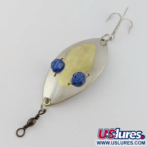 Vintage   Hofschneider Red Eye Wiggler, 1oz silver/brass/blue eyes fishing spoon #24287