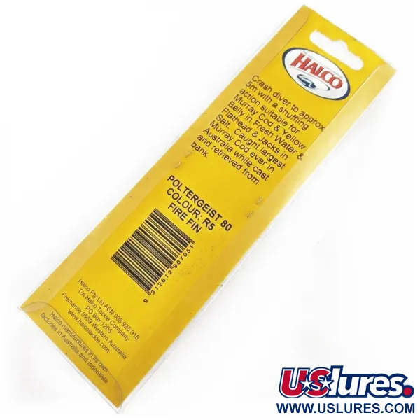 Halco Tackle  Halco Poltergeist 80, 3/5oz Fire Fin fishing lure #24305