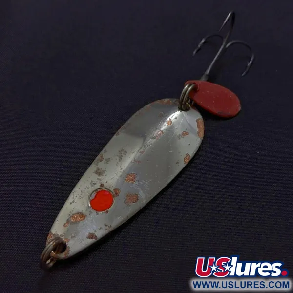 Vintage   Les Davis Hotrod, 1/2oz nickel/red fishing spoon #24306
