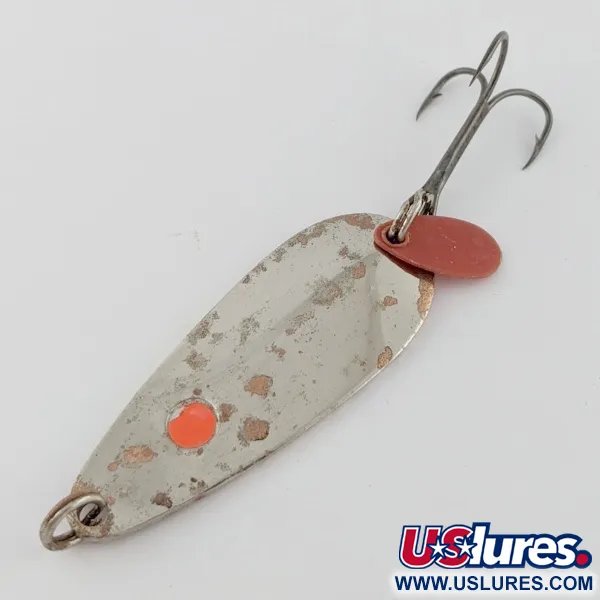 Vintage   Les Davis Hotrod, 1/2oz nickel/red fishing spoon #24306