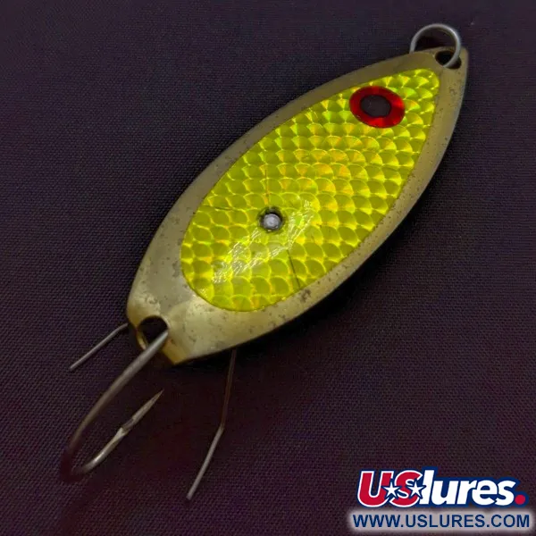 Vintage  Captain Mikes Aqua Dream Living Weedless Aqua Dream, 2/5oz Gold / yellow Scale fishing spoon #24317