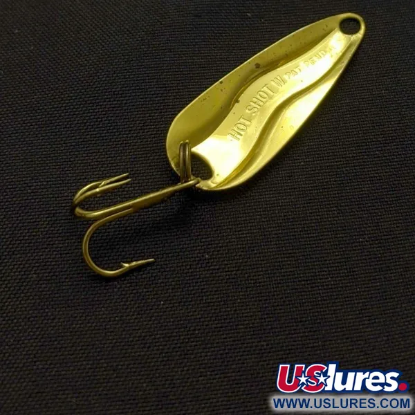 Vintage   Luhr Jensen Hot Shot W, 3/64oz gold fishing spoon #24334