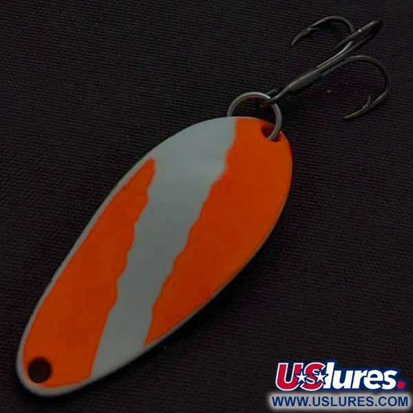 Vintage   Seneca Little Cleo UV, 1/4oz nickel/orange/white fishing spoon #24351