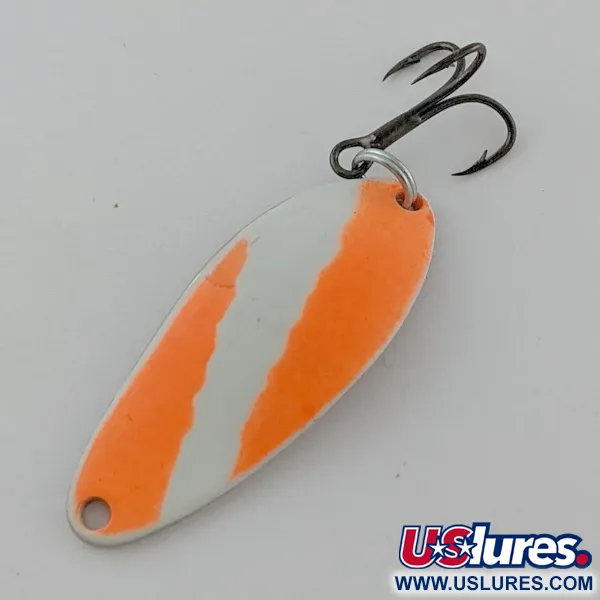 Vintage   Seneca Little Cleo UV, 1/4oz nickel/orange/white fishing spoon #24351