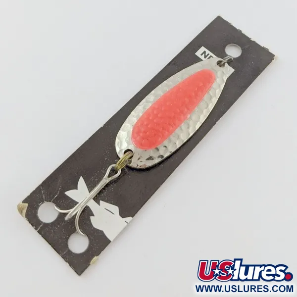   Nebco Pixee, 1/2oz  Nickel / Orange UV Glow in UV light, Fluorescent fishing spoon #24352