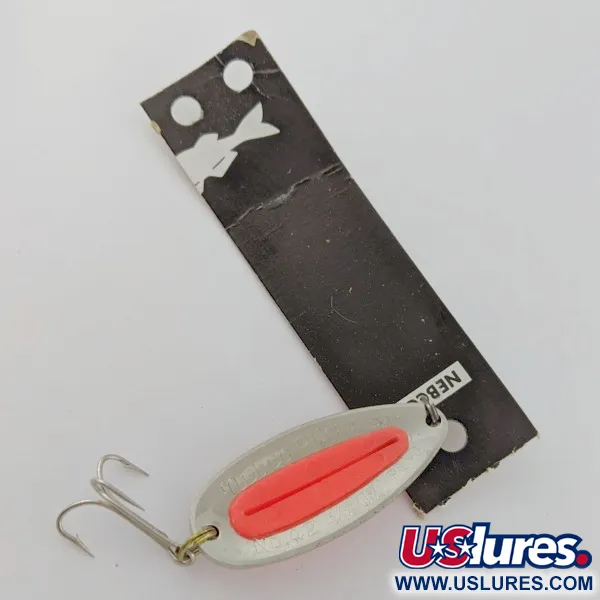   Nebco Pixee, 1/2oz  Nickel / Orange UV Glow in UV light, Fluorescent fishing spoon #24352