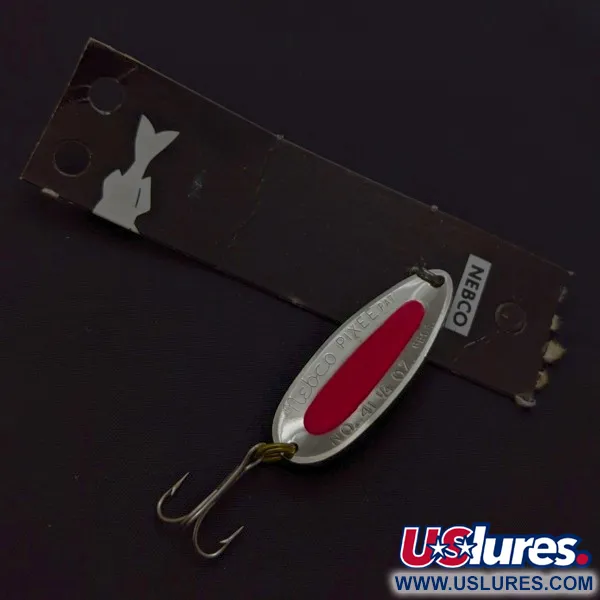   Nebco Pixee, 1/4oz  Nickel / red UV Glow in UV light, Fluorescent fishing spoon #24353