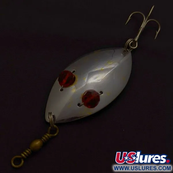 Vintage   Hofschneider Red Eye Wiggler, 1oz silver/brass/red eyes fishing spoon #24361