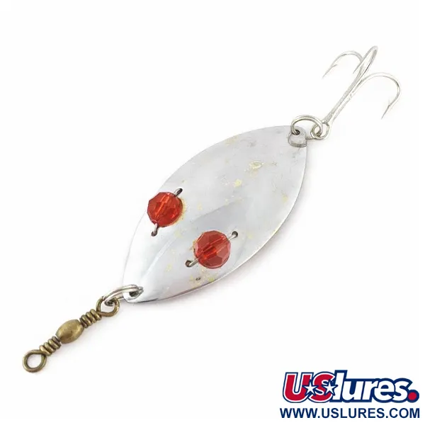 Vintage   Hofschneider Red Eye Wiggler, 1oz silver/brass/red eyes fishing spoon #24361