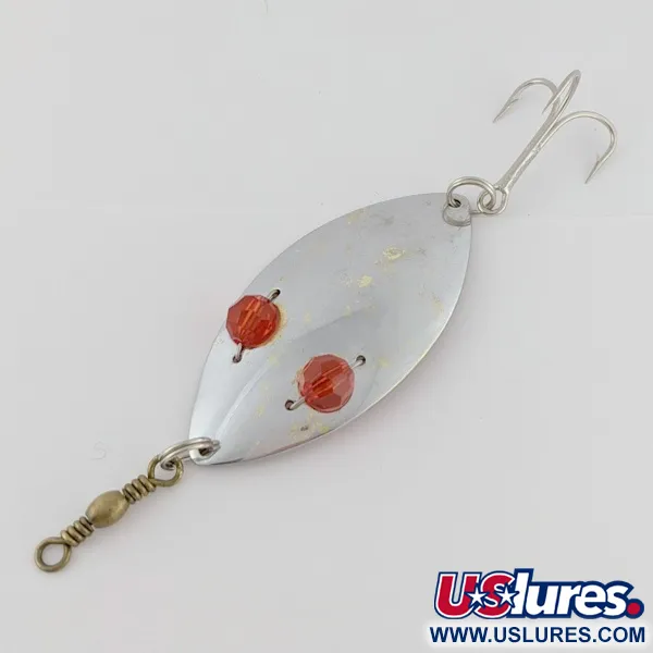 Vintage   Hofschneider Red Eye Wiggler, 1oz silver/brass/red eyes fishing spoon #24361
