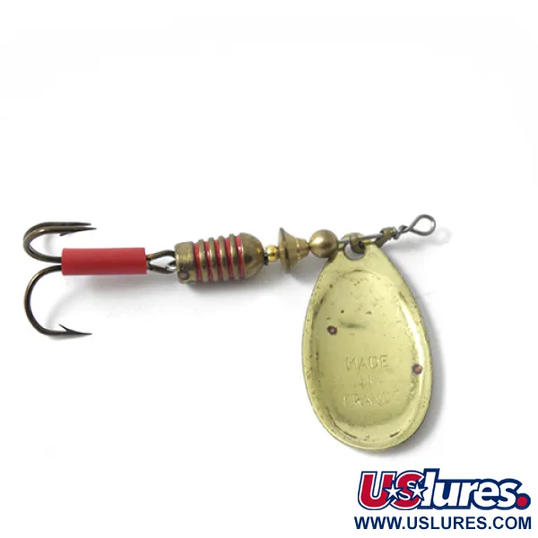 Vintage   Mepps Aglia 3, 1/4oz Brass / Red spinning lure #0048