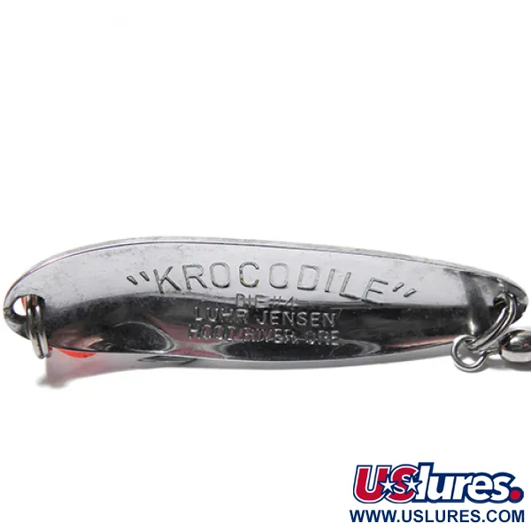 Vintage  Luhr Jensen Krocodile Die #4, 2/3oz Nickel / Hologram fishing spoon #0065
