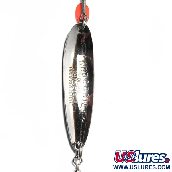 Vintage  Luhr Jensen Krocodile Die #4, 2/3oz Nickel / Golden / Green fishing spoon #0067