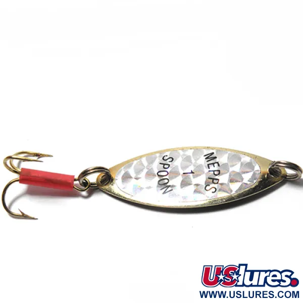 Vintage   Mepps Spoon 1, 1/4oz Gold / Hologram / Red fishing spoon #0073