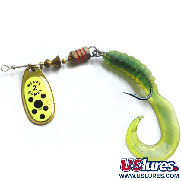 Vintage   Mepps USA Black Fury Combo Killer 2, 3/16oz Fluorescent Green / Black spinning lure #0146