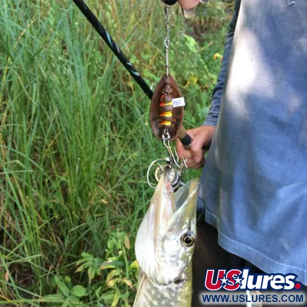 Vintage   Mepps Aglia 5, 1/2oz Copper / Red / White spinning lure #0204