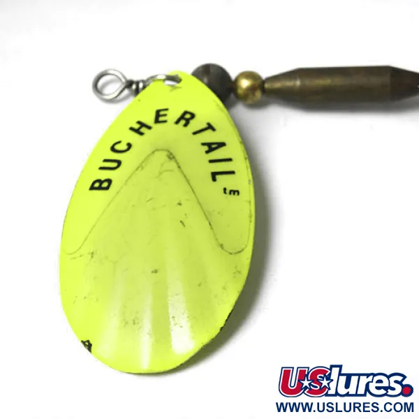 Vintage  Joe Bucher Buchertail , 1 1/4oz Fluorescent Green spinning lure #0205