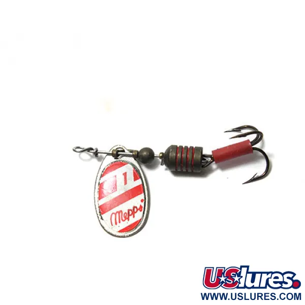 Vintage   Mepps Aglia 1, 1/8oz Nickel / Red / White spinning lure #0208