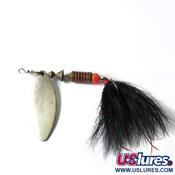 Vintage   Mepps Aglia Long 2 dressed (with tail), 1/4oz Nickel spinning lure #0212